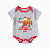 2022 Christmas Matching Family Pajamas Christmas Exclusive Design Santa and Snowman Merry Christmas Gift Box Short Pajamas Set