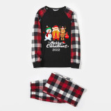 2022 Christmas Matching Family Pajamas Christmas Exclusive Design Santa and Snowman Merry Christmas Gift Box Red Pajamas Set