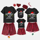 Christmas Matching Family Pajamas Christmas Hat With Various Words Black Pajamas Set