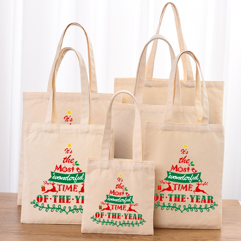 Christmas Eco Friendly It's The Most Wonderful Time Of The Year Handle Canvas Tote Bag
