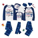 Christmas Matching Family Pajamas It's The Most Wonderful Time Of The Year Blue Pajamas Set