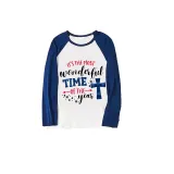 Christmas Matching Family Pajamas It's The Most Wonderful Time Of The Year Blue Pajamas Set