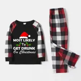 Christmas Matching Family Pajamas Christmas Hat With Various Words Red Pajamas Set