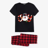 Christmas Matching Family Pajamas Joy Snowman Black Pajamas Set