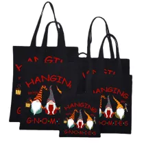 Christmas Eco Friendly Hanging With My Gnomies Handle Canvas Tote Bag