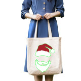 Christmas Eco Friendly Santa Head Handle Canvas Tote Bag Shopping Duffle Bag
