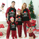 Christmas Matching Family Pajamas Christmas Hat With Various Words Black Pajamas Set