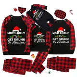 Christmas Matching Family Pajamas Christmas Hat With Various Words Black Pajamas Set