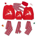 Christmas Matching Family Pajamas Flying Deer With Various Words Green Stripes Pajamas Set