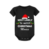 Christmas Matching Family Pajamas Christmas Hat With Various Words Black Pajamas Set