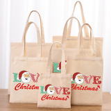 Christmas Eco Friendly Love Santa Claus Handle Canvas Tote Bag