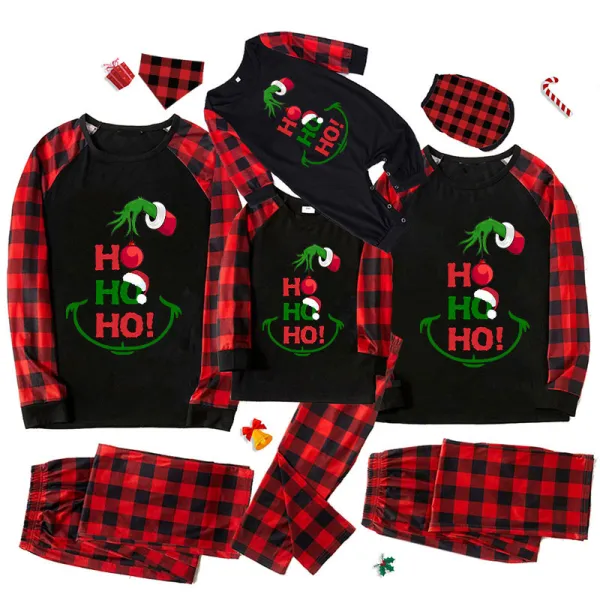 Christmas Matching Family Pajamas Elf Ho Ho Ho Black Pajamas Set
