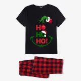 Christmas Matching Family Pajamas Elf Ho Ho Ho Black Pajamas Set