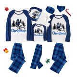 icusromiz Christmas Matching Family Pajamas House Around Trees Blue Pajamas Set