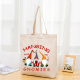 Christmas Eco Friendly Hanging With My Gnomies Handle Canvas Tote Bag