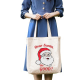 Christmas Eco Friendly Dear Santa We Good Beige Handle Canvas Tote Bag