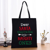 Christmas Eco Friendly Dear Santa They're The Naughty Ones Beige Handle Canvas Tote Bag