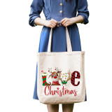 Christmas Eco Friendly Love Deer Handle Canvas Tote Bag Shopping Duffle Bag