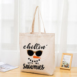 Christmas Eco Friendly Chill In With My Snowmies Handle Canvas Tote Bag