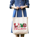 Christmas Eco Friendly Love Gnome Handle Canvas Tote Bag Shopping Duffle Bag