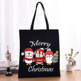 Christmas Eco Friendly Three Penguins With Christmas Tree Handle Canvas Tote Bag