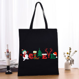 Christmas Eco Friendly Believe Snowman Handle Canvas Tote Bag Shopping Duffle Bag