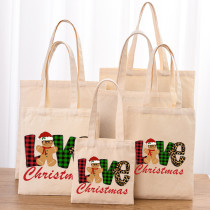 Christmas Eco Friendly Gingerbread Man Love Handle Canvas Tote Bag