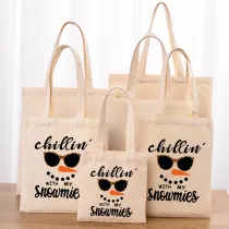 Christmas Eco Friendly Chill In With My Snowmies Handle Canvas Tote Bag