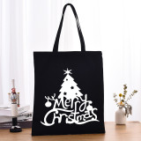 Christmas Eco Friendly Antler Christmas Tree Handle Canvas Tote Bag Shopping Duffle Bag