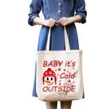 Christmas Eco Friendly Baby It's Cold Outside Handle Canvas Tote Bag