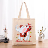 Christmas Eco Friendly Santa Claus With Elephant Handle Canvas Tote Bag