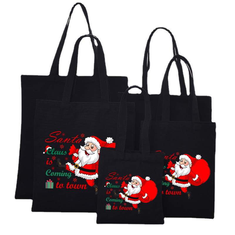 Christmas Eco Friendly Santa Claus Is Coming To Town Handle Canvas Tote Bag