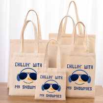 Christmas Eco Friendly Chill In With My Snowmies With Headphones Handle Canvas Tote Bag