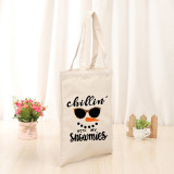 Christmas Eco Friendly Chill In With My Snowmies Handle Canvas Tote Bag