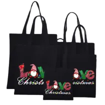 Christmas Eco Friendly Love Gnome Handle Canvas Tote Bag Shopping Duffle Bag
