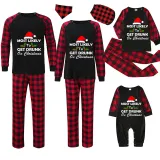 Christmas Matching Family Pajamas Christmas Hat With Various Words Black Pajamas Set