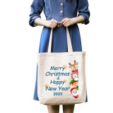 Christmas Eco Friendly Merry Christmas & Happy New Year Handle Canvas Tote Bag