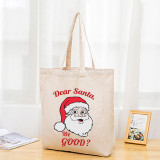 Christmas Eco Friendly Dear Santa We Good Beige Handle Canvas Tote Bag
