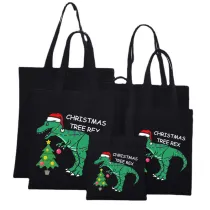 Christmas Eco Friendly Christmas Tree Rex Dinosuar Handle Canvas Tote Bag