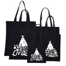 Christmas Eco Friendly Antler Christmas Tree Handle Canvas Tote Bag Shopping Duffle Bag