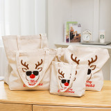 Christmas Eco Friendly Deer Handle Canvas Tote Bag