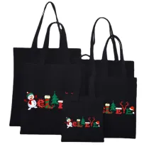 Christmas Eco Friendly Believe Snowman Handle Canvas Tote Bag Shopping Duffle Bag