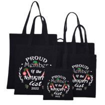 Christmas Eco Friendly 2022 Proud Member Of The Naughty List Handle Canvas Tote Bag