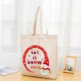 Christmas Eco Friendly 2022 Snowman Let It Snow Handle Canvas Tote Bag