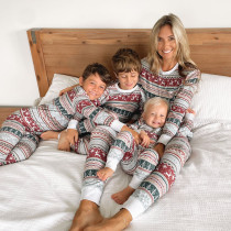 Christmas Family Matching Pajamas Red Green Seamless Deer Tree Pattern Pajamas Set