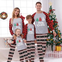 Christmas Matching Family Pajamas Three Trees Seamless Reindeer Gray Pajamas Set
