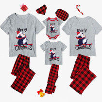 Christmas Matching Family Pajamas Skiing Penguin Gray Pajamas Set