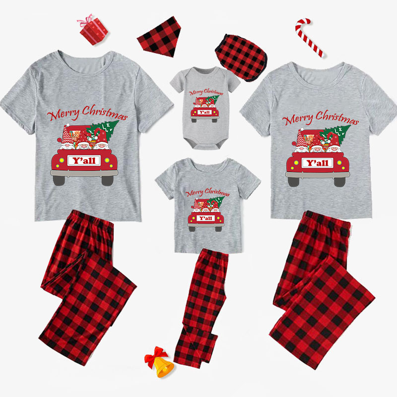 Christmas Matching Family Pajamas Gnomies Your Are All Merry Christmas Gray Pajamas Set