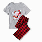 Christmas Matching Family Pajamas Elephant With Santa Claus Gray Pajamas Set
