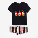 Christmas Matching Family Pajamas Ho Ho Ho Gnomies Seamless Reindeer Black Pajamas Set